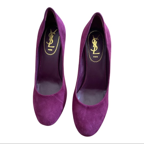 YSL Gisele 80 Kid Scamoscisto Platform Pumps - Picture 3 of 10